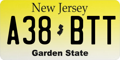 NJ license plate A38BTT