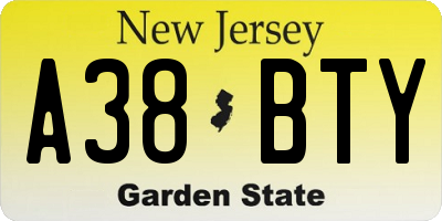 NJ license plate A38BTY