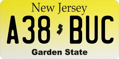 NJ license plate A38BUC