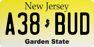 NJ license plate A38BUD
