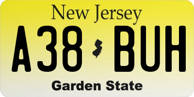 NJ license plate A38BUH