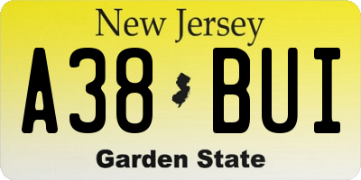 NJ license plate A38BUI