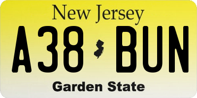 NJ license plate A38BUN