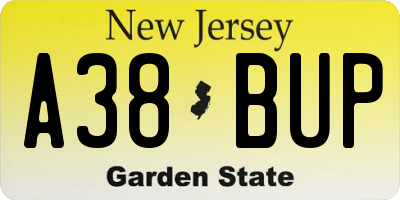 NJ license plate A38BUP