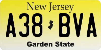 NJ license plate A38BVA