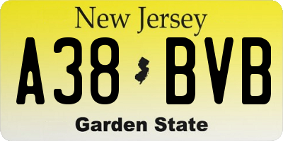 NJ license plate A38BVB