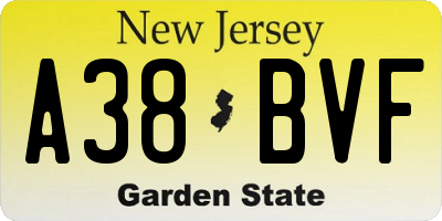NJ license plate A38BVF