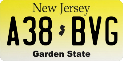 NJ license plate A38BVG