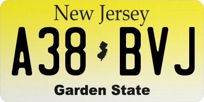 NJ license plate A38BVJ