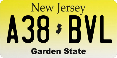 NJ license plate A38BVL