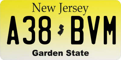 NJ license plate A38BVM