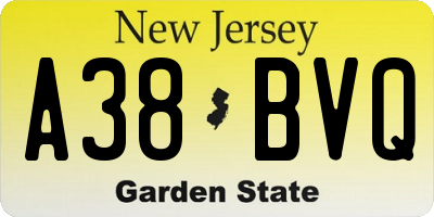 NJ license plate A38BVQ