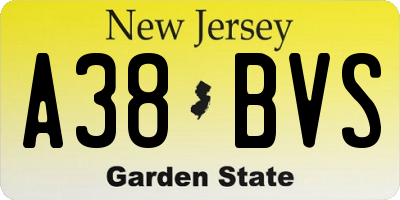 NJ license plate A38BVS