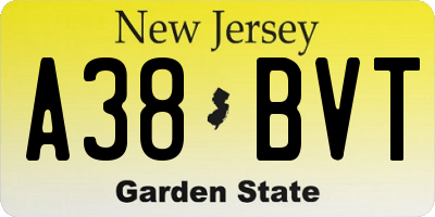 NJ license plate A38BVT