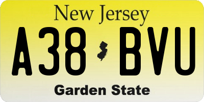 NJ license plate A38BVU