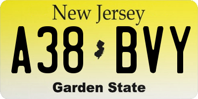 NJ license plate A38BVY
