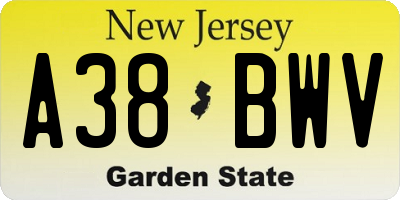 NJ license plate A38BWV