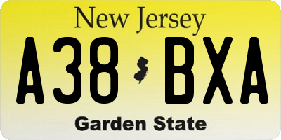 NJ license plate A38BXA