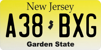 NJ license plate A38BXG