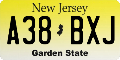 NJ license plate A38BXJ