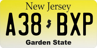 NJ license plate A38BXP