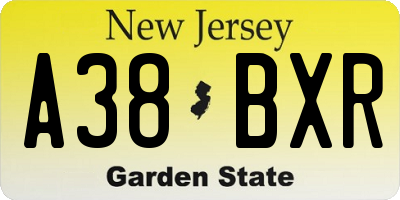 NJ license plate A38BXR