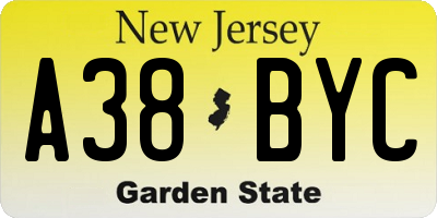 NJ license plate A38BYC