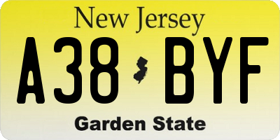 NJ license plate A38BYF