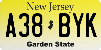 NJ license plate A38BYK