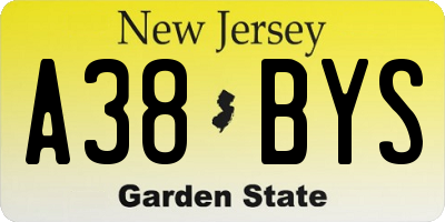 NJ license plate A38BYS