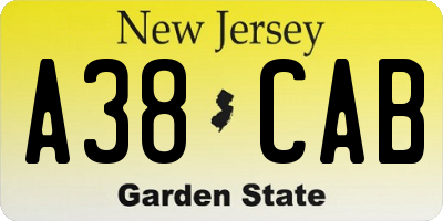 NJ license plate A38CAB
