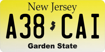 NJ license plate A38CAI