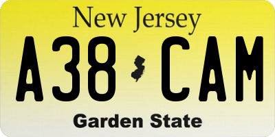 NJ license plate A38CAM