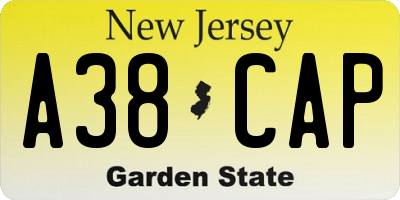 NJ license plate A38CAP
