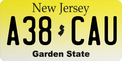 NJ license plate A38CAU