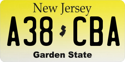 NJ license plate A38CBA