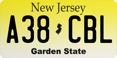 NJ license plate A38CBL