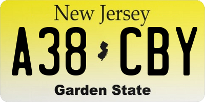 NJ license plate A38CBY