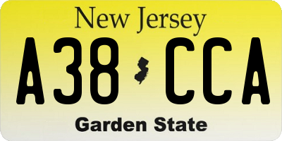 NJ license plate A38CCA