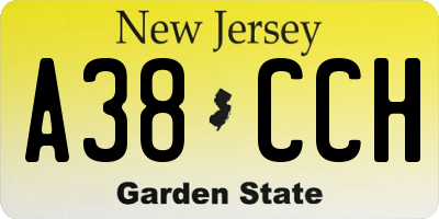 NJ license plate A38CCH