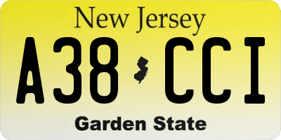 NJ license plate A38CCI