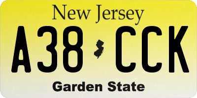 NJ license plate A38CCK