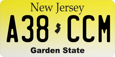 NJ license plate A38CCM