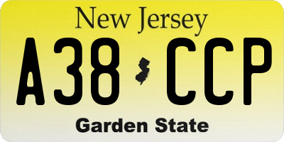 NJ license plate A38CCP