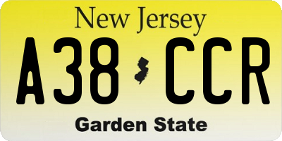 NJ license plate A38CCR