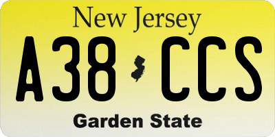 NJ license plate A38CCS