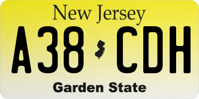 NJ license plate A38CDH