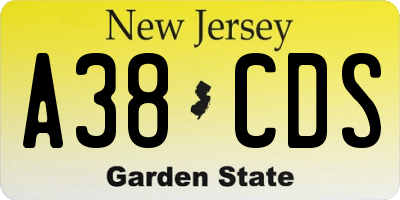 NJ license plate A38CDS