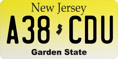 NJ license plate A38CDU
