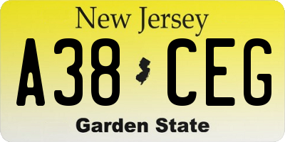 NJ license plate A38CEG